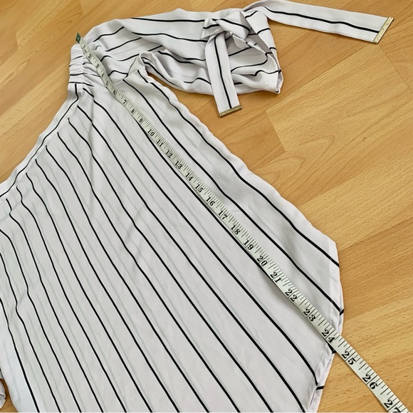 DYNAMITE Black and White Striped Off The Shoulder Blouse - Picture 4 of 6